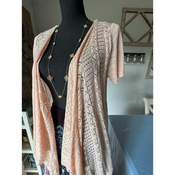 Style&Co Sweaters - Style & Co Crushed Petal Short Sleeve Open Cardigan